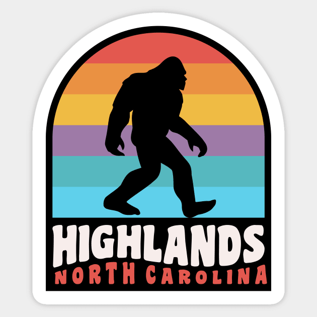 Highlands North Carolina Bigfoot Sasquatch Nantahala National Forest Sticker by PodDesignShop